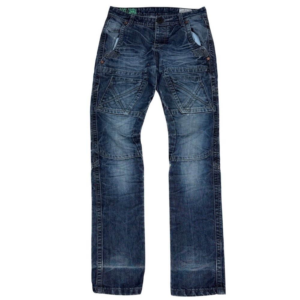 Ross Carra Mens Straight Leg Utility Denim Euro Jeans Blue Dark Wash W29 L32